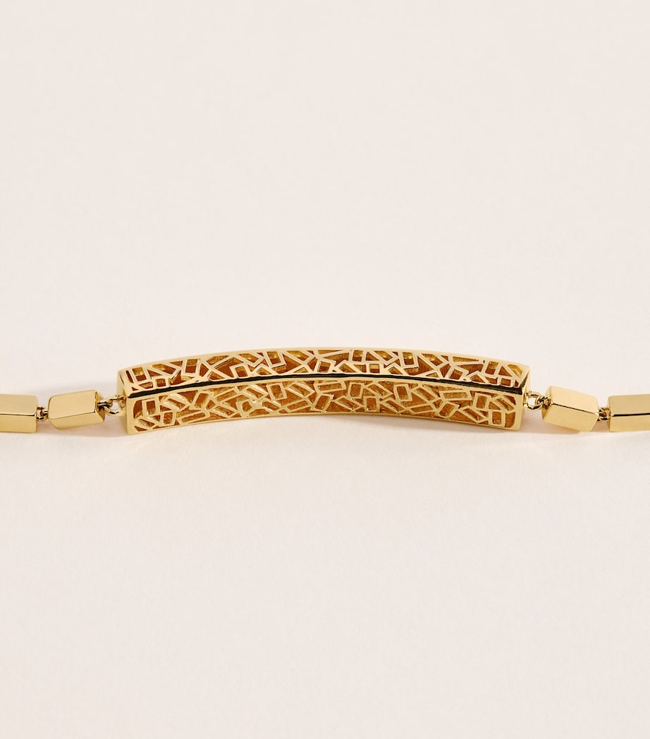 Suzanne Kalan yellow gold block-chain ID bracelet, imported from the UK
