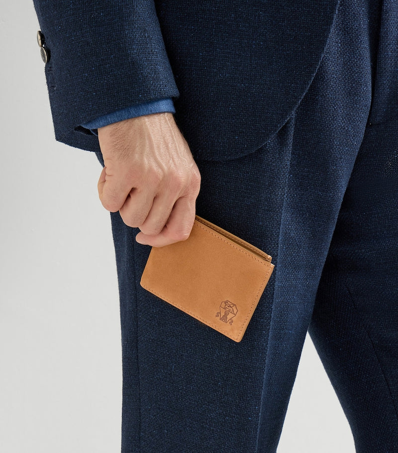 Brunello Cucinelli nubuck leather bifold wallet (British brand)