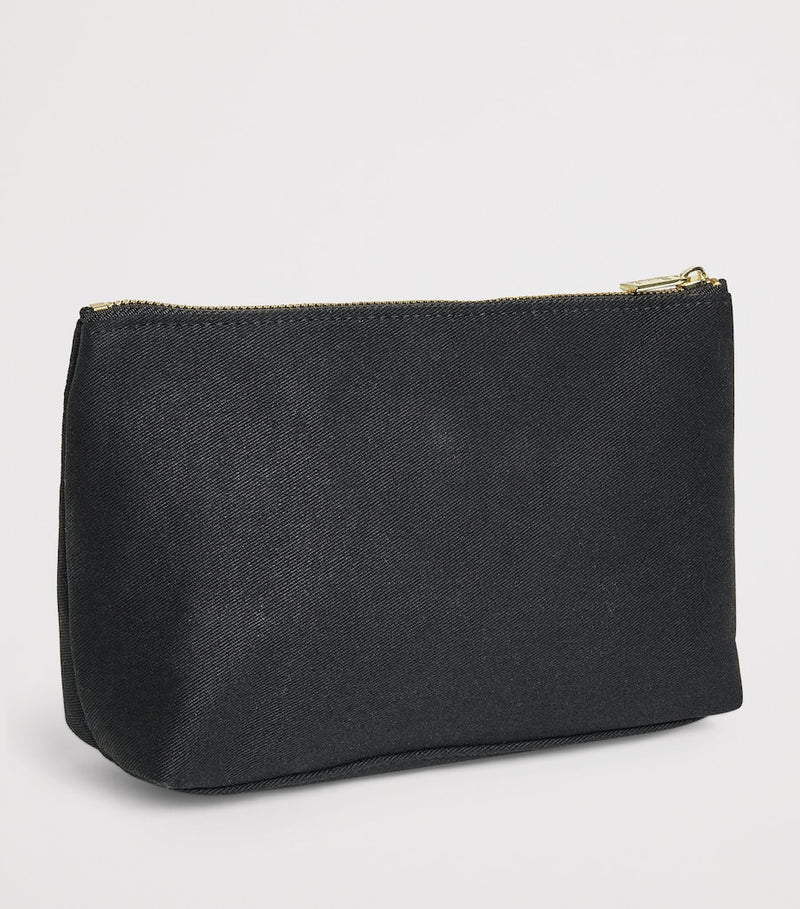Harrods small logo cosmetic bag, synthetic material, zipped closure - British product