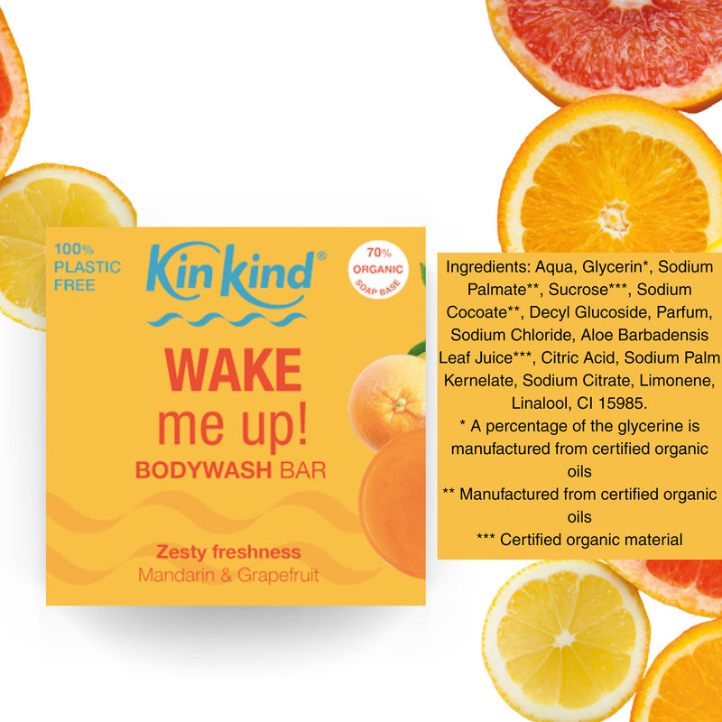 KinKind Wake Me Up solid body wash bar 50g, UK version