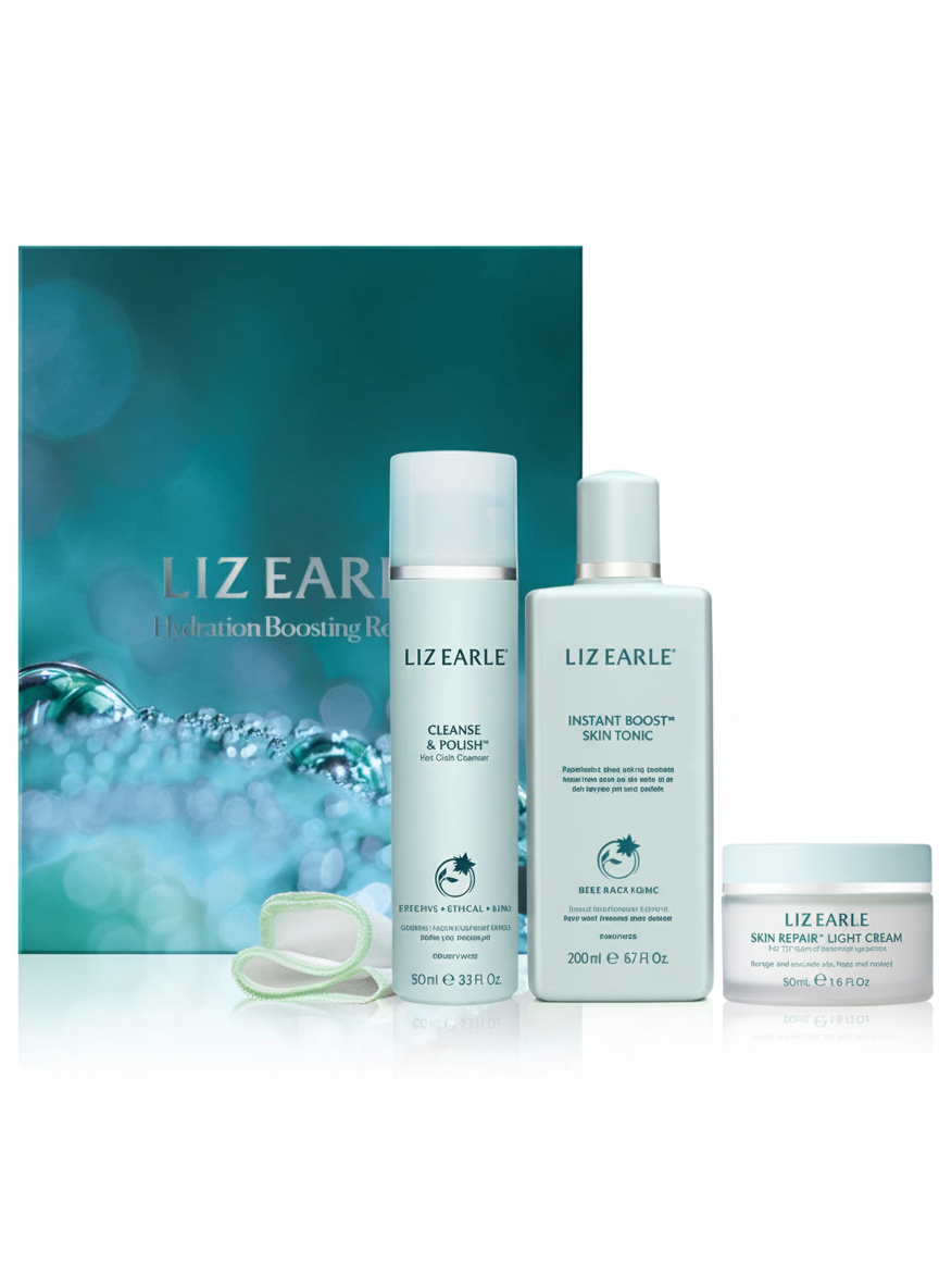 Liz Earle Hydration Boosting Routine skincare set, UK version
