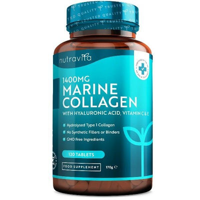 Superdrug Nutravita Marine Collagen 1400mg with Hyaluronic Acid, Vitamin C & E Food Supplement - 120 Tablets- Buy online at McGrocer