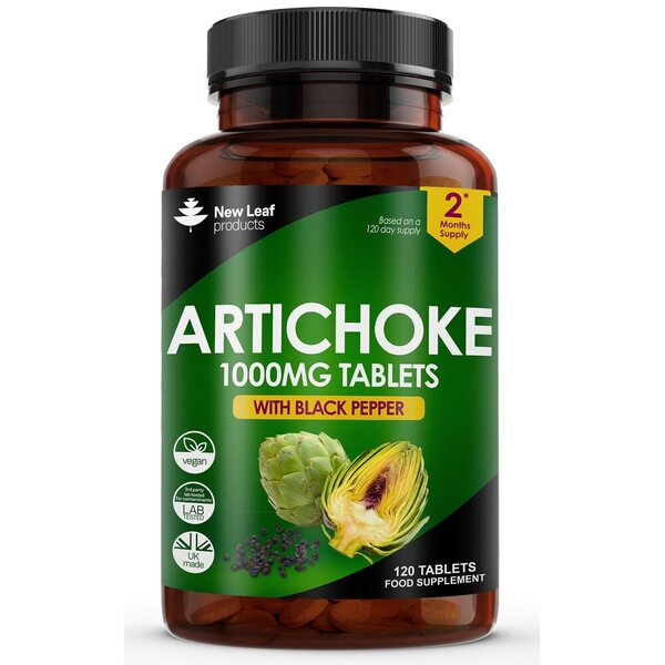 New Leaf artichoke extract 1000mg tablets with black pepper, UK version