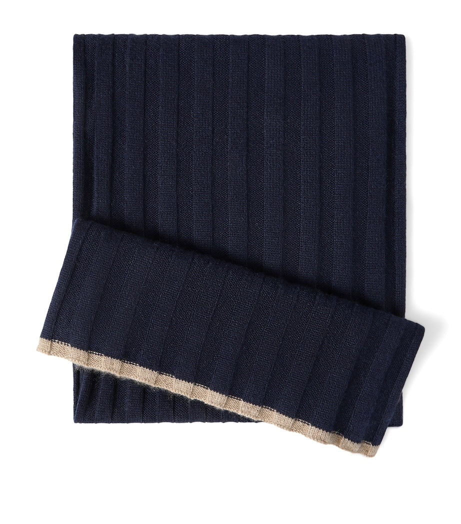 Brunello Cucinelli luxury cashmere ribbed scarf, UK version