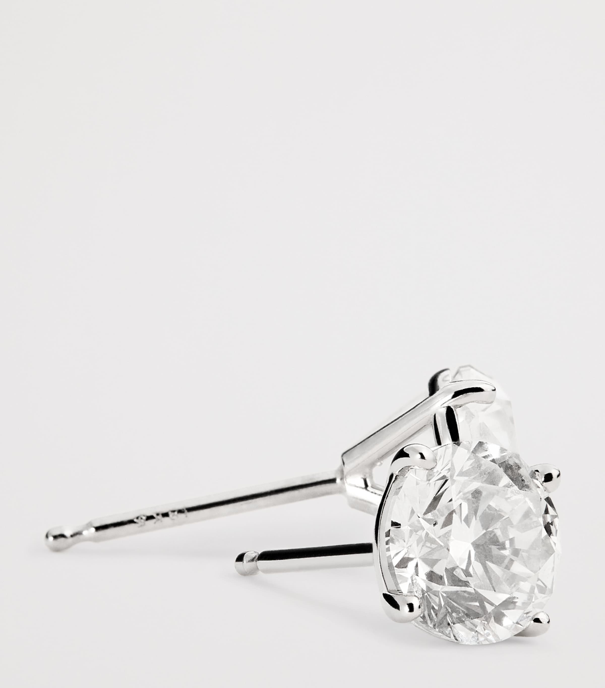 Harrods white gold diamond stud earrings 1.90ctw (British brand)