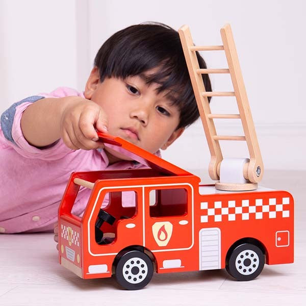 Bigjigs Toys Wooden City Fire Engine GOODS Superdrug   