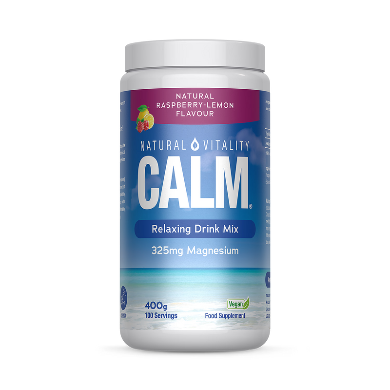 Natural Vitality Calm drink mix raspberry lemon 400g, imported from the UK