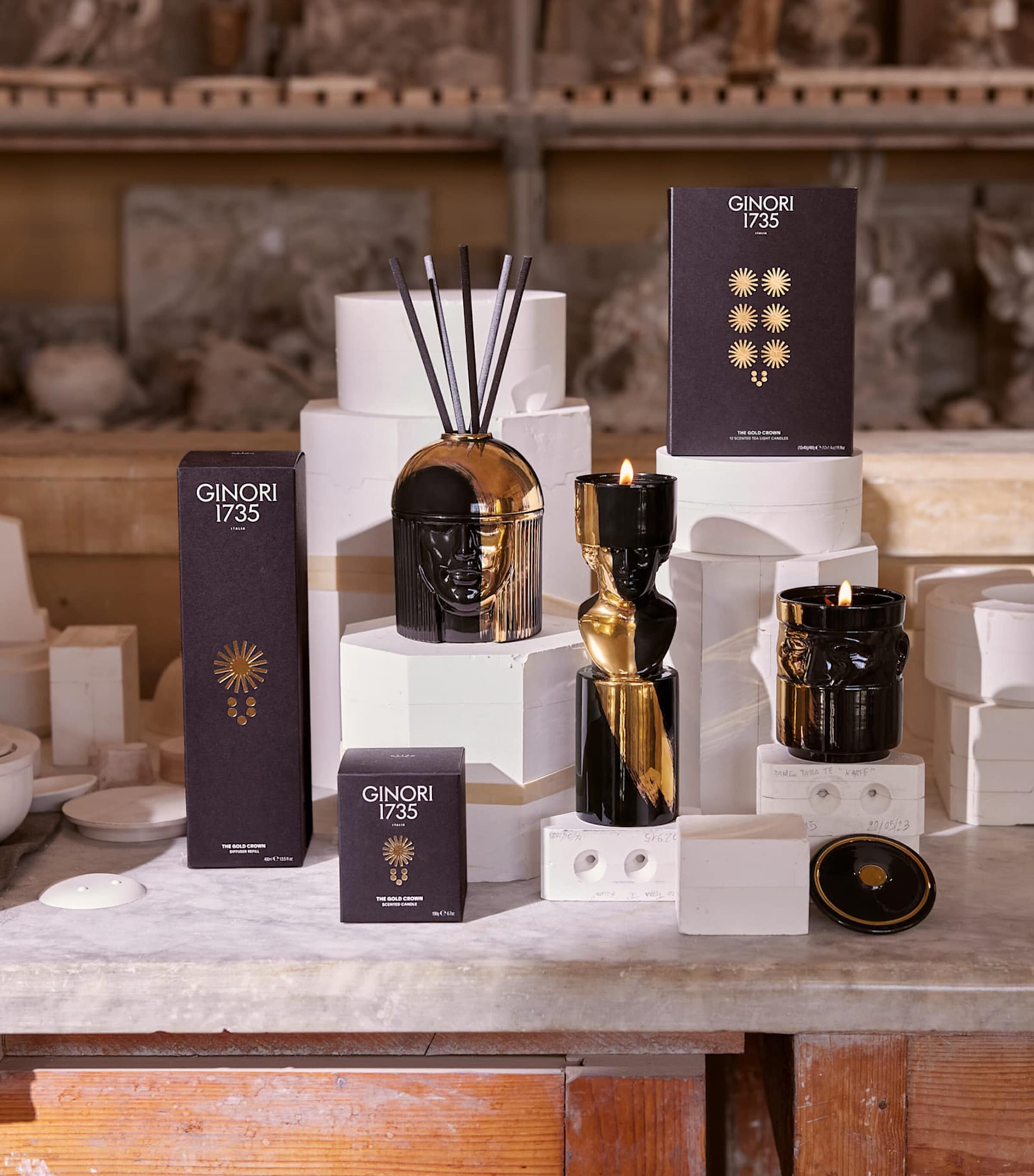 GINORI 1735 The Gold Crown scented candle refill, UK version