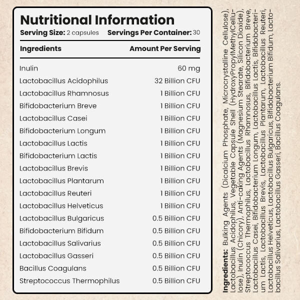 VitaBright advanced multi-strain probiotic capsules 45 billion CFUs, UK version