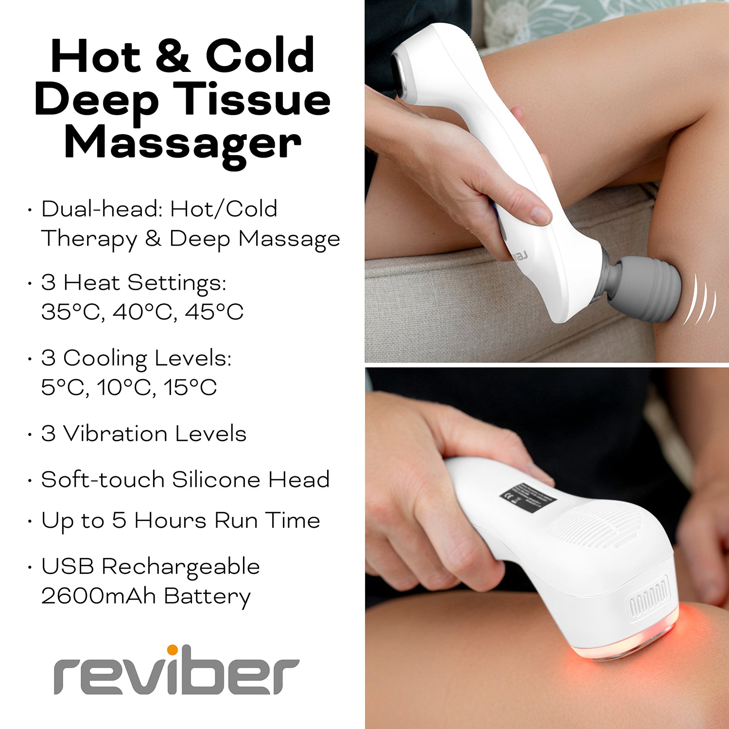Reviber deep tissue body massager with hot cold therapy, UK version