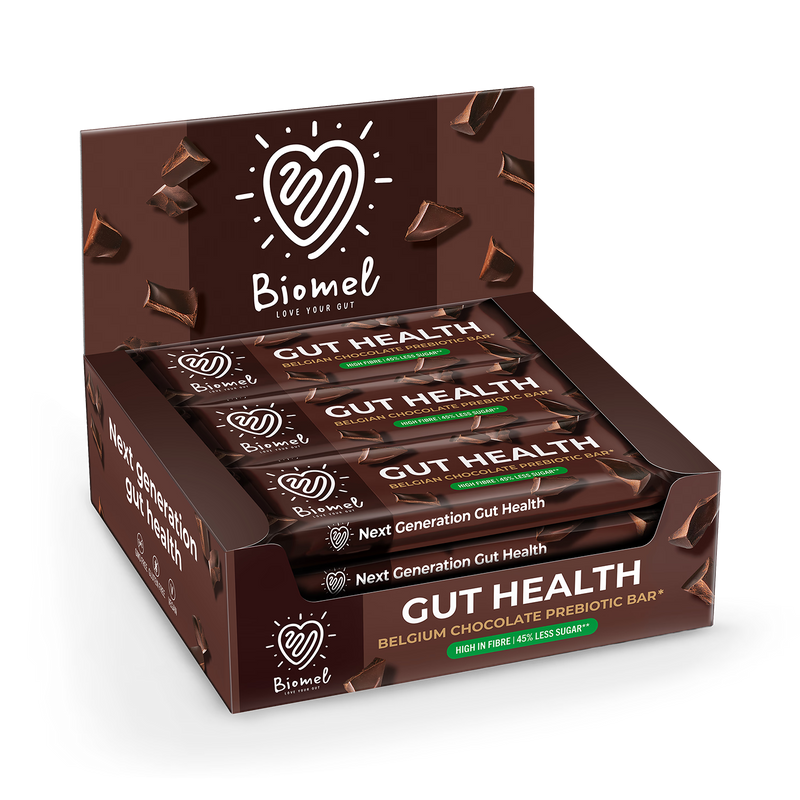 Biomel prebiotic bar Belgian chocolate 12x45g, UK version