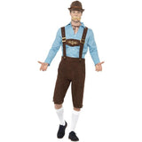 Smiffys Beer Fest Costume blue brown shirt suede lederhosen - British product