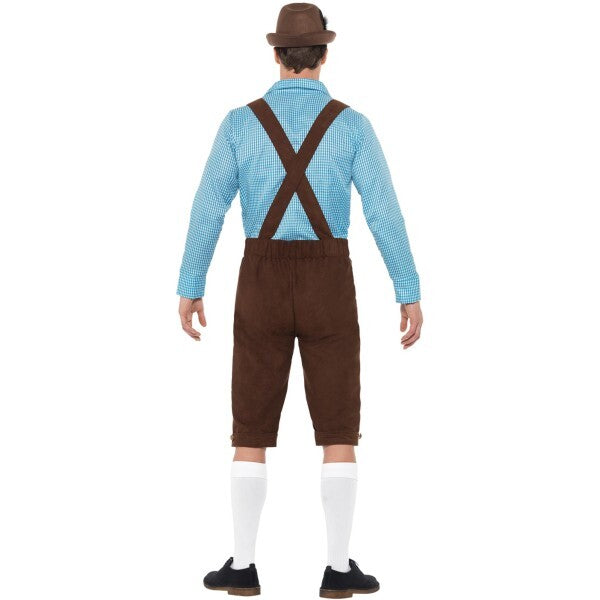 Smiffys Beer Fest Costume blue brown shirt suede lederhosen - British product
