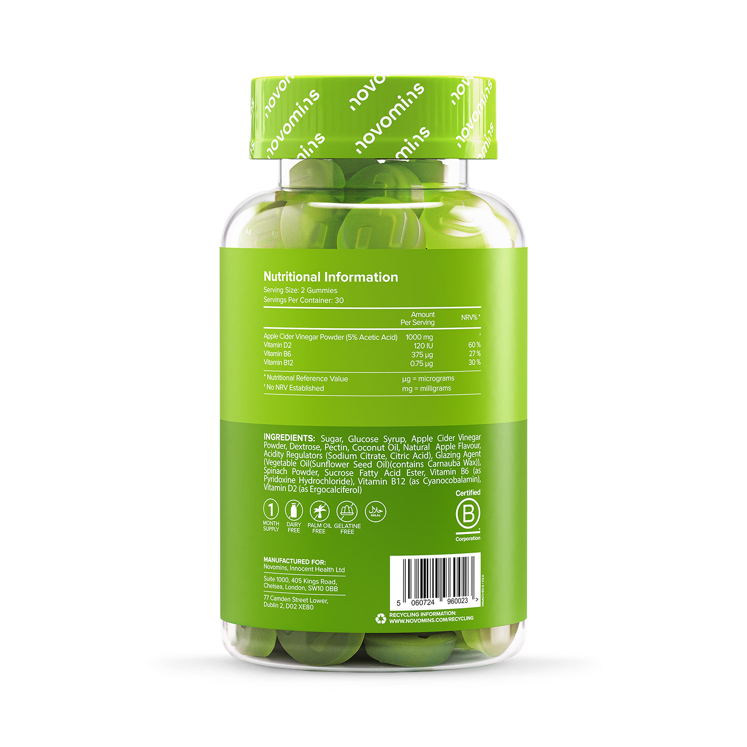 Novomins apple cider vinegar gummies 1000mg 60 count, UK version