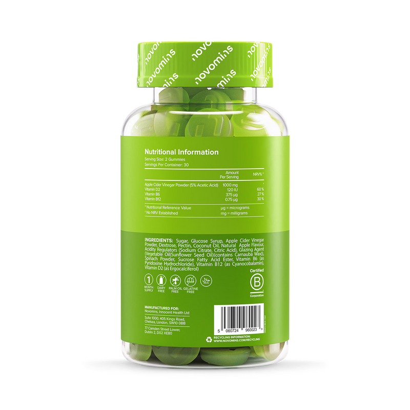 Novomins apple cider vinegar gummies 1000mg 60 count, UK version