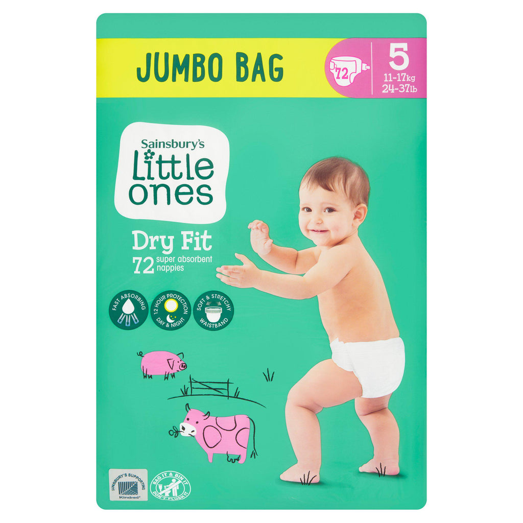 Sainsbury's Little Ones Dry Fit Size 5 Jumbo 72 Nappies