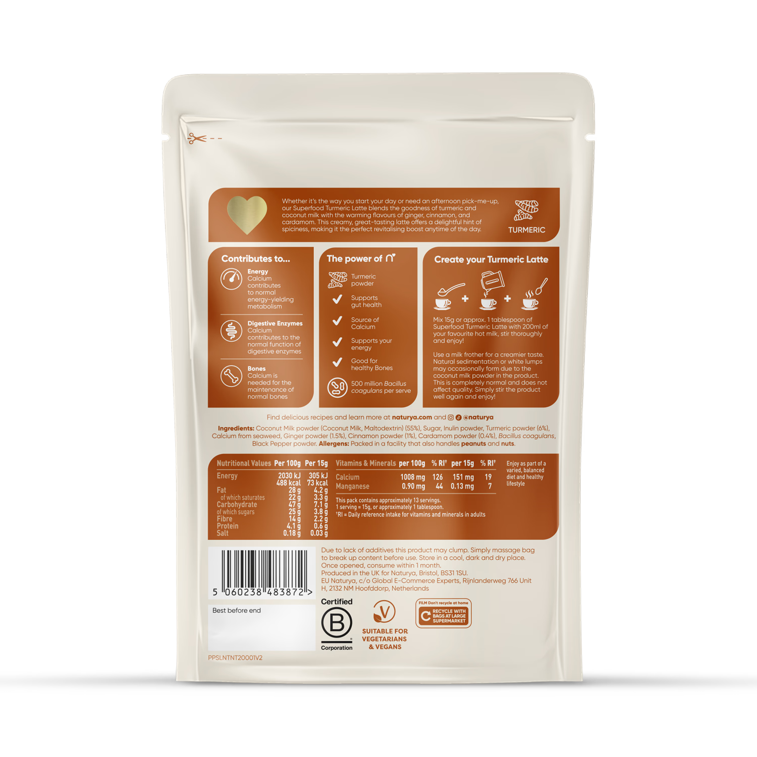 Naturya Turmeric Latte Superfood Blend 200g - British product