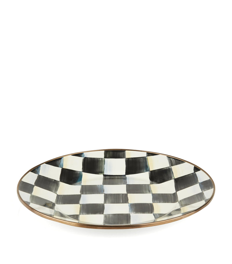 MacKenzie-Childs Courtly Check Enamel Dinner Plate 25cm, imported from the UK