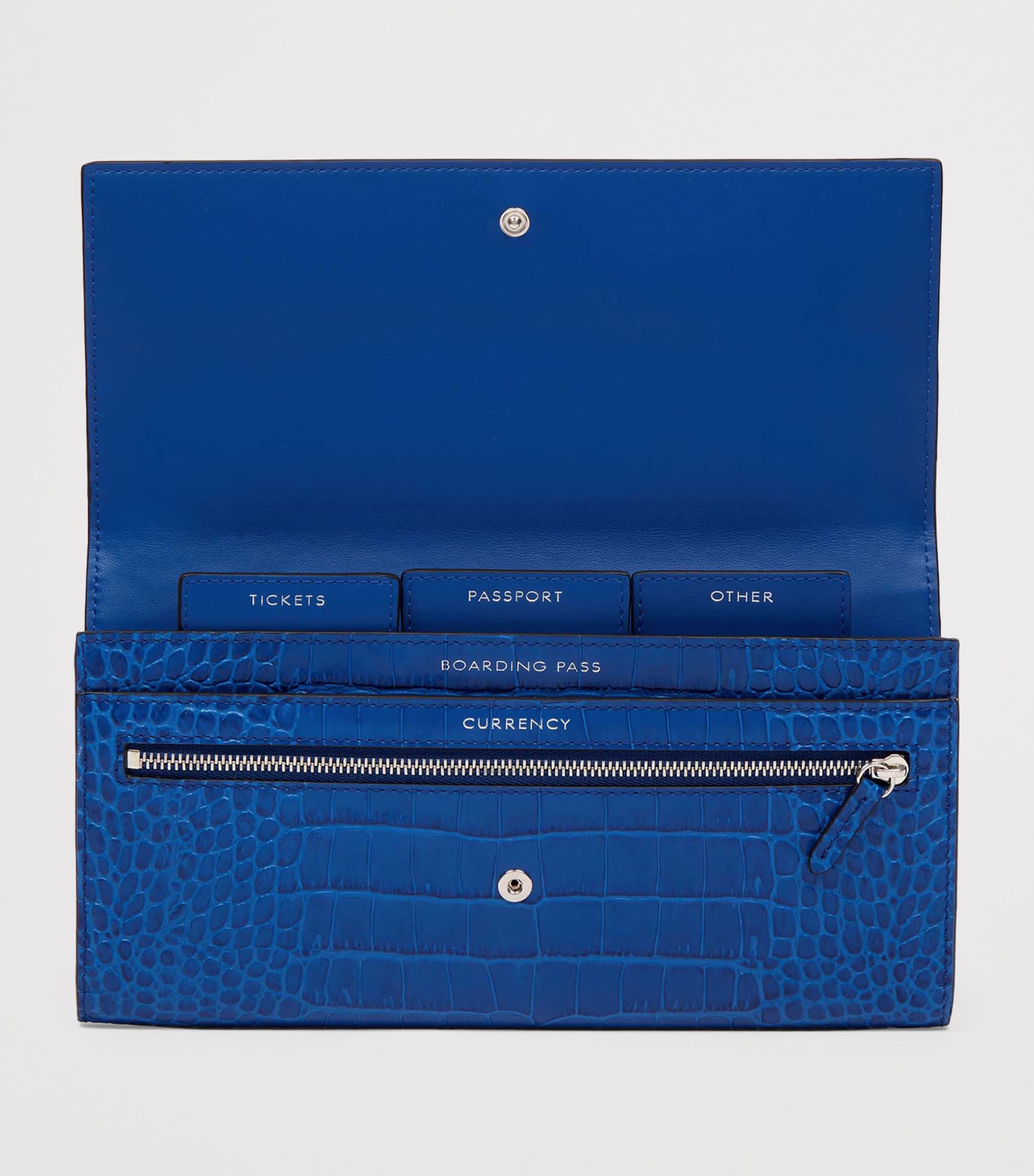 Smythson leather croc-embossed Marshall travel wallet (British brand)