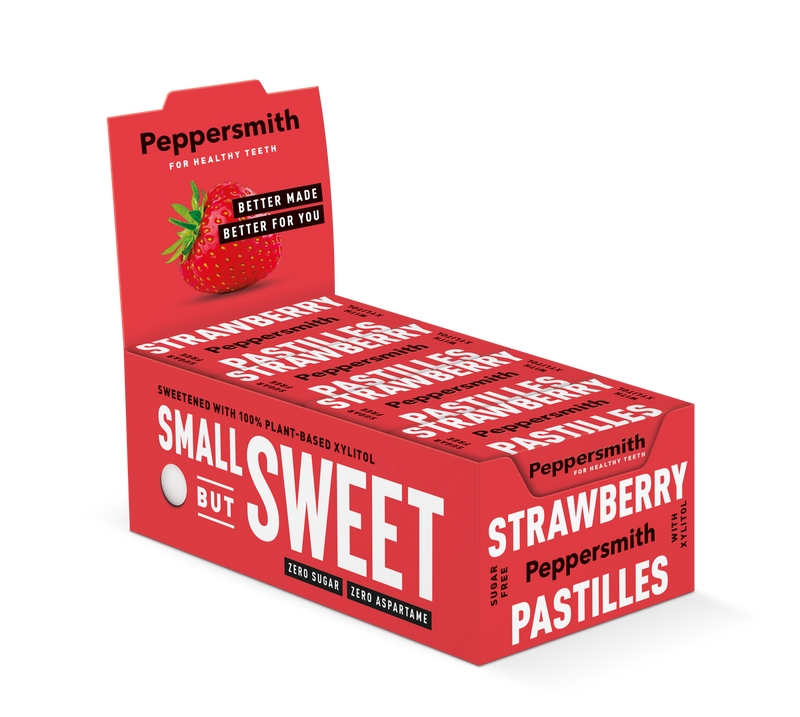 Peppersmith Strawberry Pastilles sugar free 12 packs (British brand)