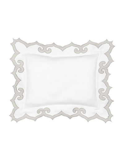 Boudoir Pillowcase with Ogee Motif and Hand-Scalloped Edges, 30cm x 40cm