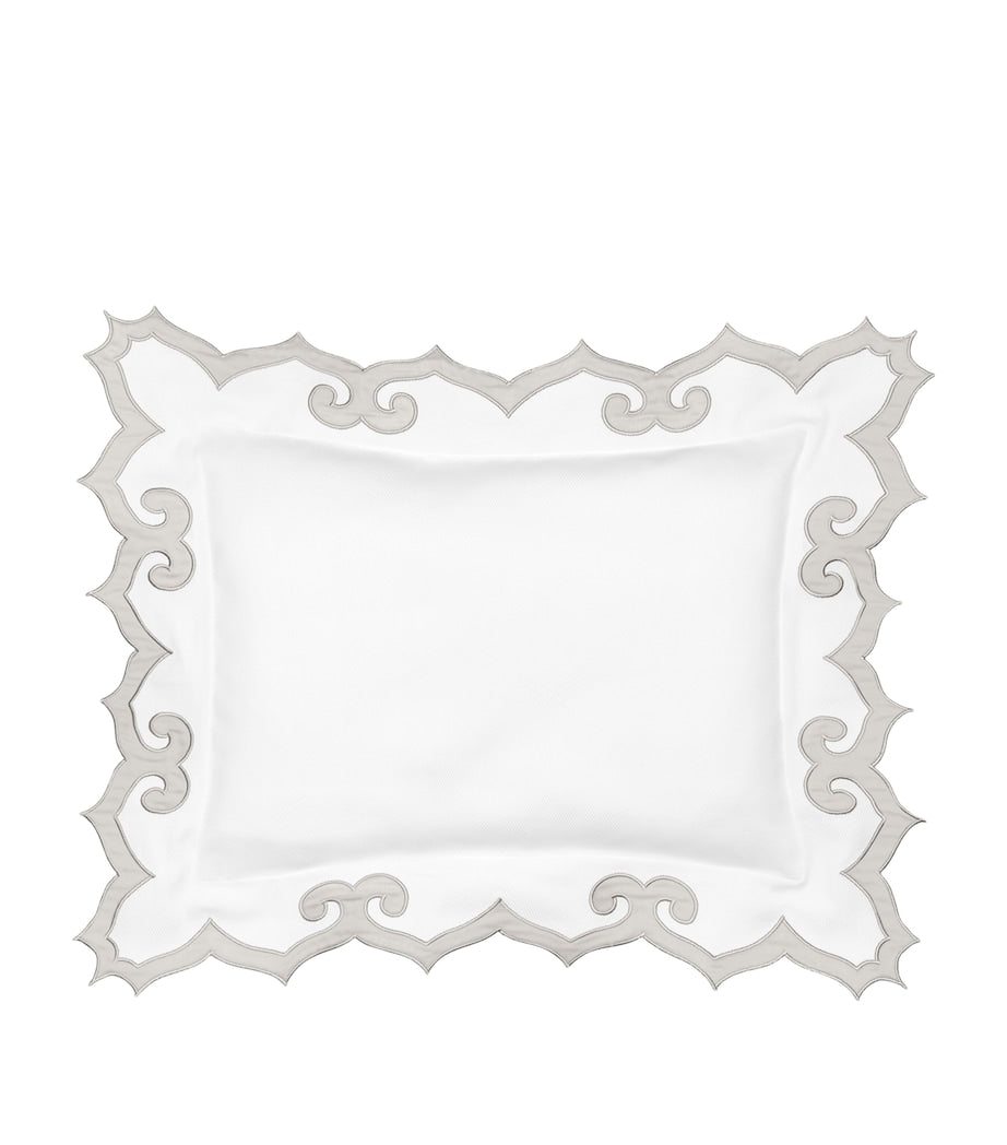 Boudoir Pillowcase with Ogee Motif and Hand-Scalloped Edges, 30cm x 40cm