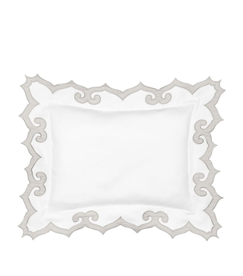 Boudoir Pillowcase with Ogee Motif and Hand-Scalloped Edges, 30cm x 40cm