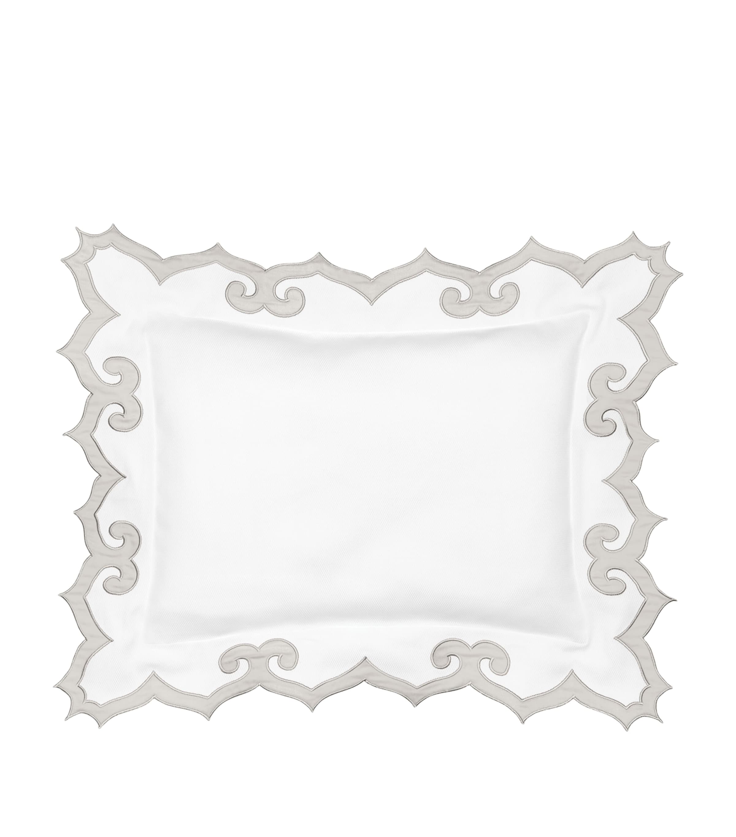 Boudoir Pillowcase with Ogee Motif and Hand-Scalloped Edges, 30cm x 40cm