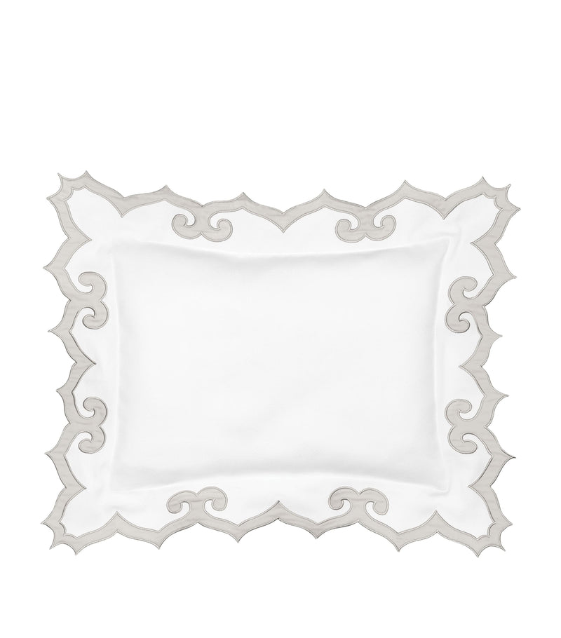 Boudoir Pillowcase with Ogee Motif and Hand-Scalloped Edges, 30cm x 40cm