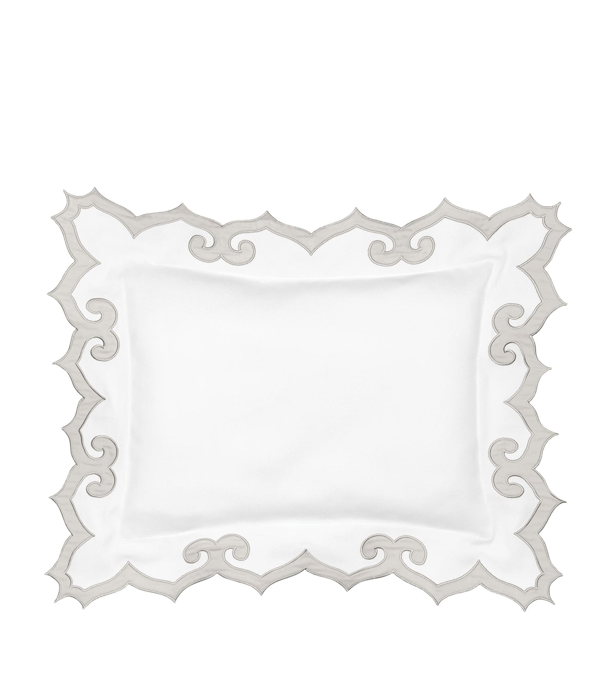 Boudoir Pillowcase with Ogee Motif and Hand-Scalloped Edges, 30cm x 40cm