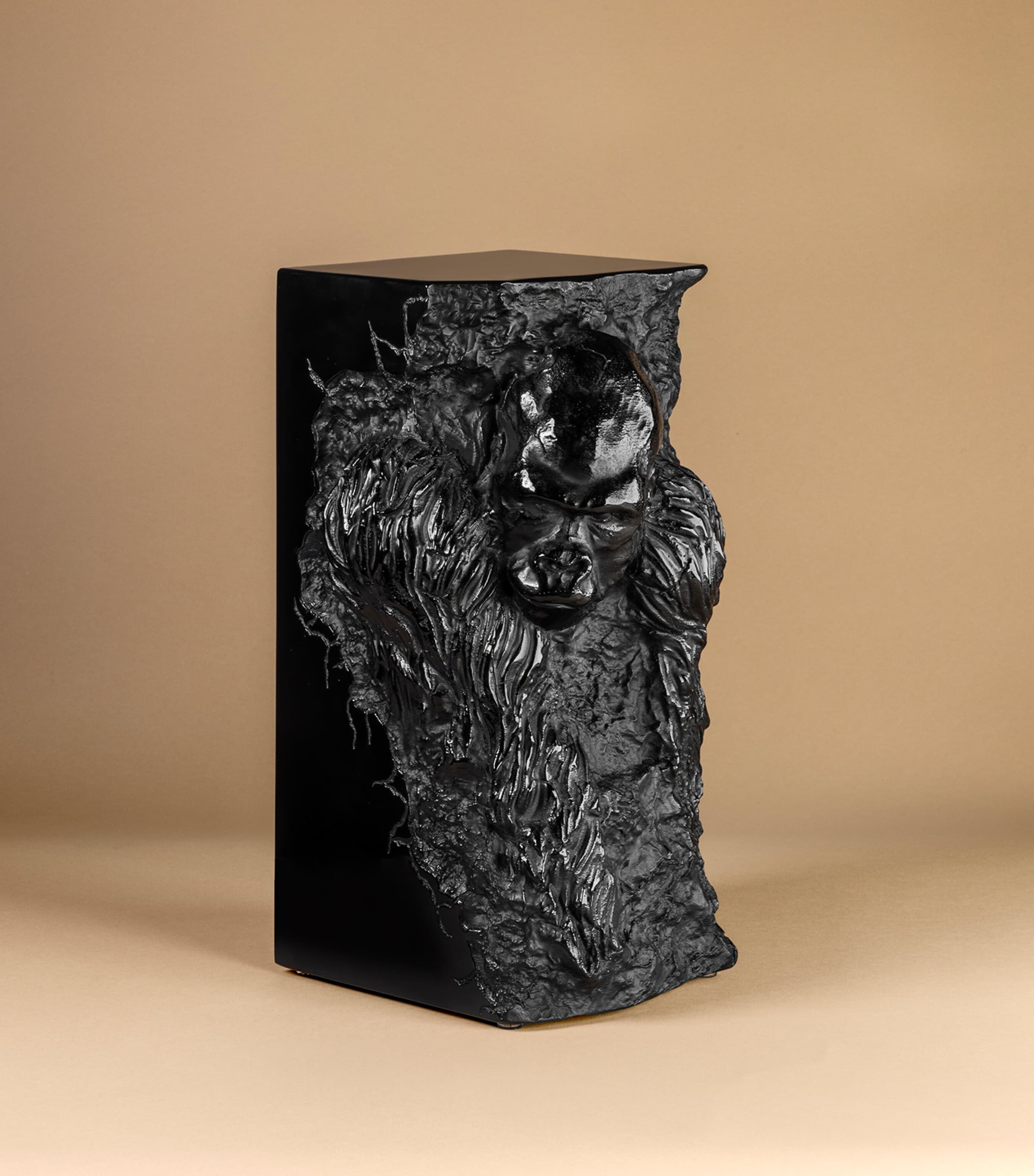 Lalique crystal wax-cast gorilla sculpture 30.5cm, UK version