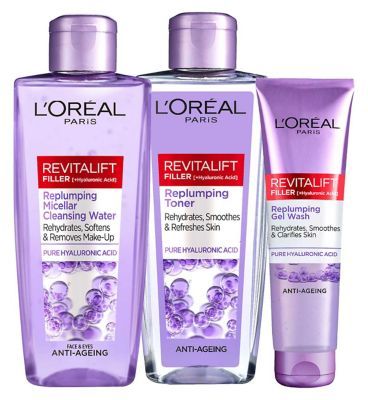 L’Oreal Paris Revitalift Filler Hyaluronic Acid Double Cleanse and Tone Bundle GOODS Boots   