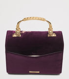 Aspinal of London handbag velvet floral embroidered midi (British brand)