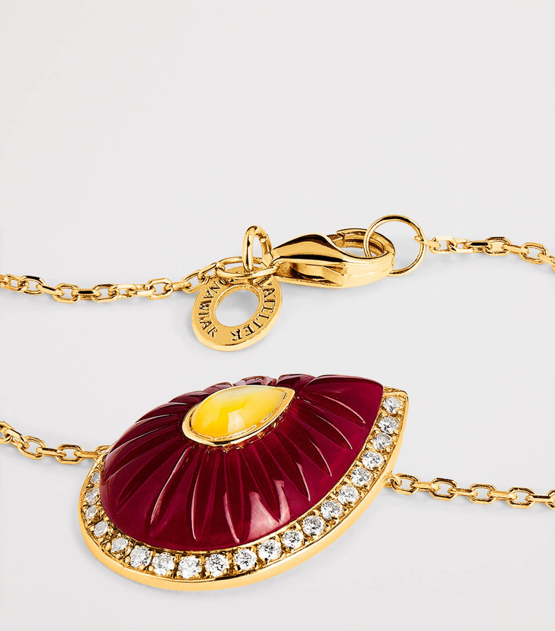 L'ATELIER NAWBAR yellow gold diamond amethyst pearl Bond Street necklace, UK version