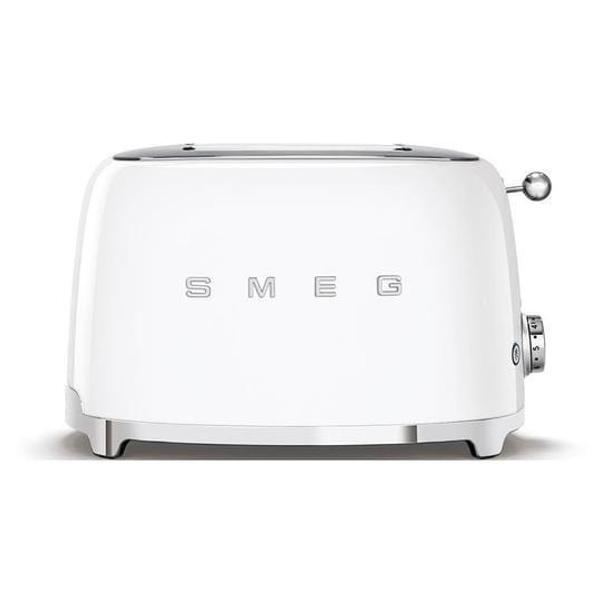 محمصة Smeg TSF01 بيضاء بسماكتين على الطراز القديم - منتج بريطاني
