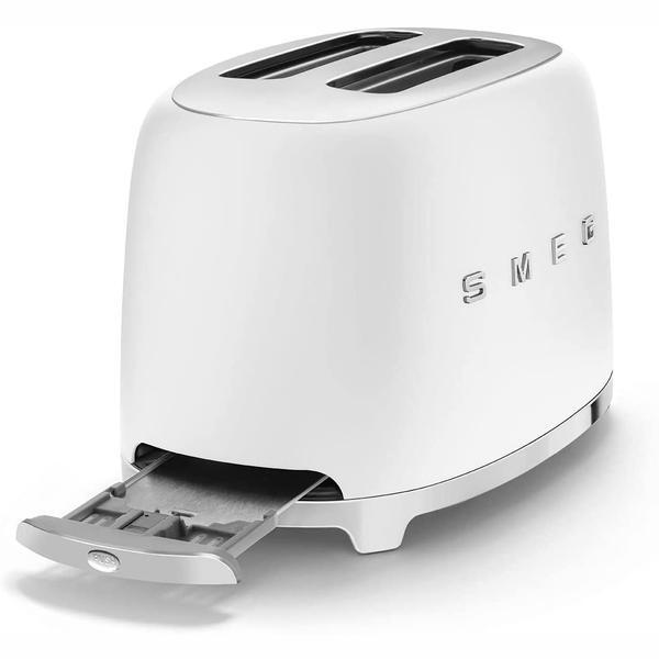 محمصة Smeg TSF01 بيضاء بسماكتين على الطراز القديم - منتج بريطاني