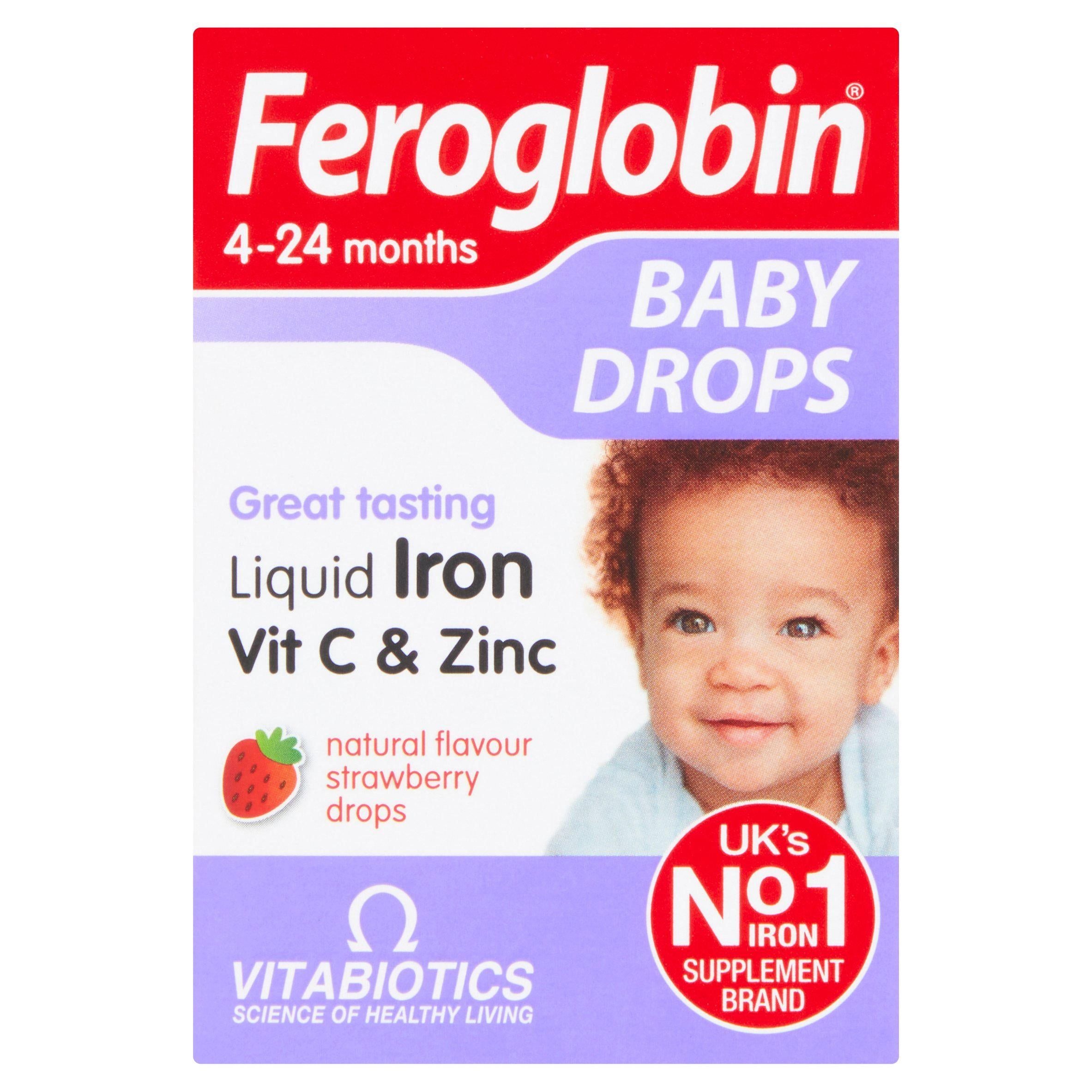 Feroglobin Natural Flavour Strawberry Baby Drops 4-24 Months 30ml GOODS Sainsburys   