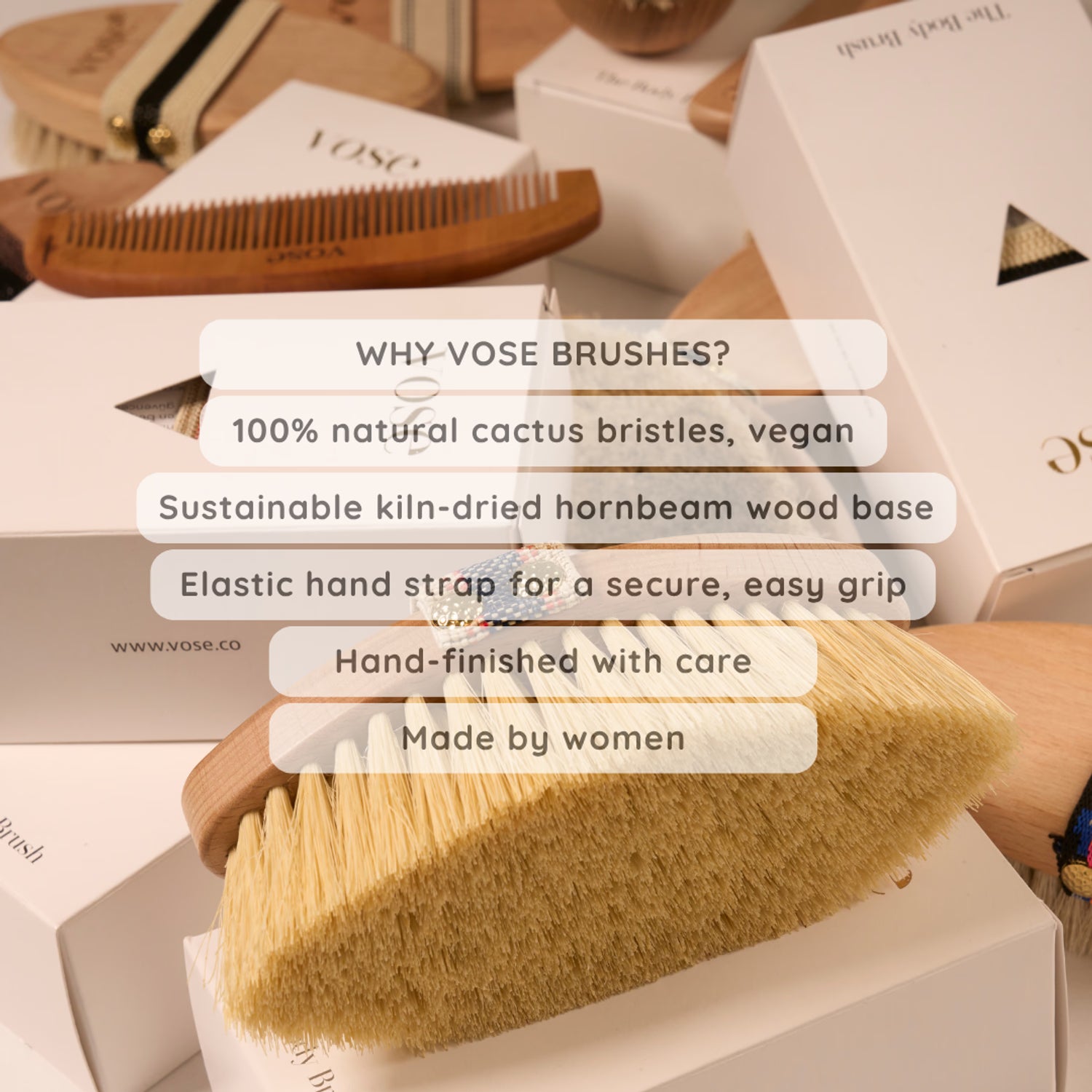 Vegan cactus bristle dry body brush - British product