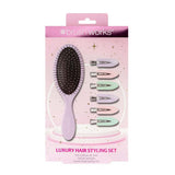 Brushworks purple hair styling set clips and brush - British product