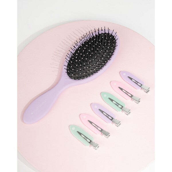 Brushworks purple hair styling set clips and brush - British product