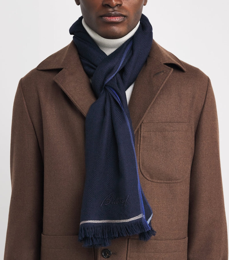 Brioni cashmere fringed scarf 70x200cm (British brand)