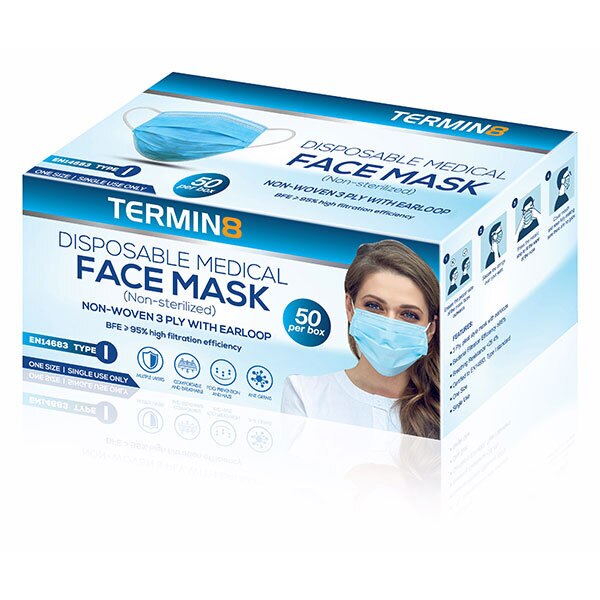 Termin8 Disposable Face Mask x50 Type 1