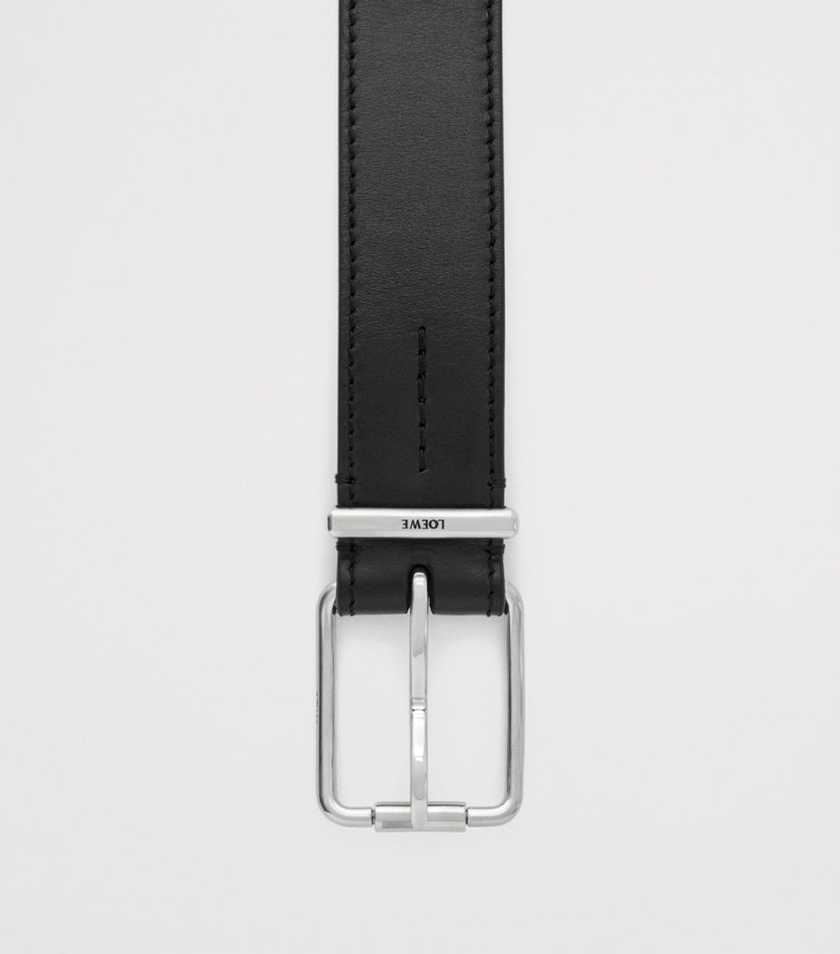 LOEWE leather belt 3.5cm silver buckle, UK version