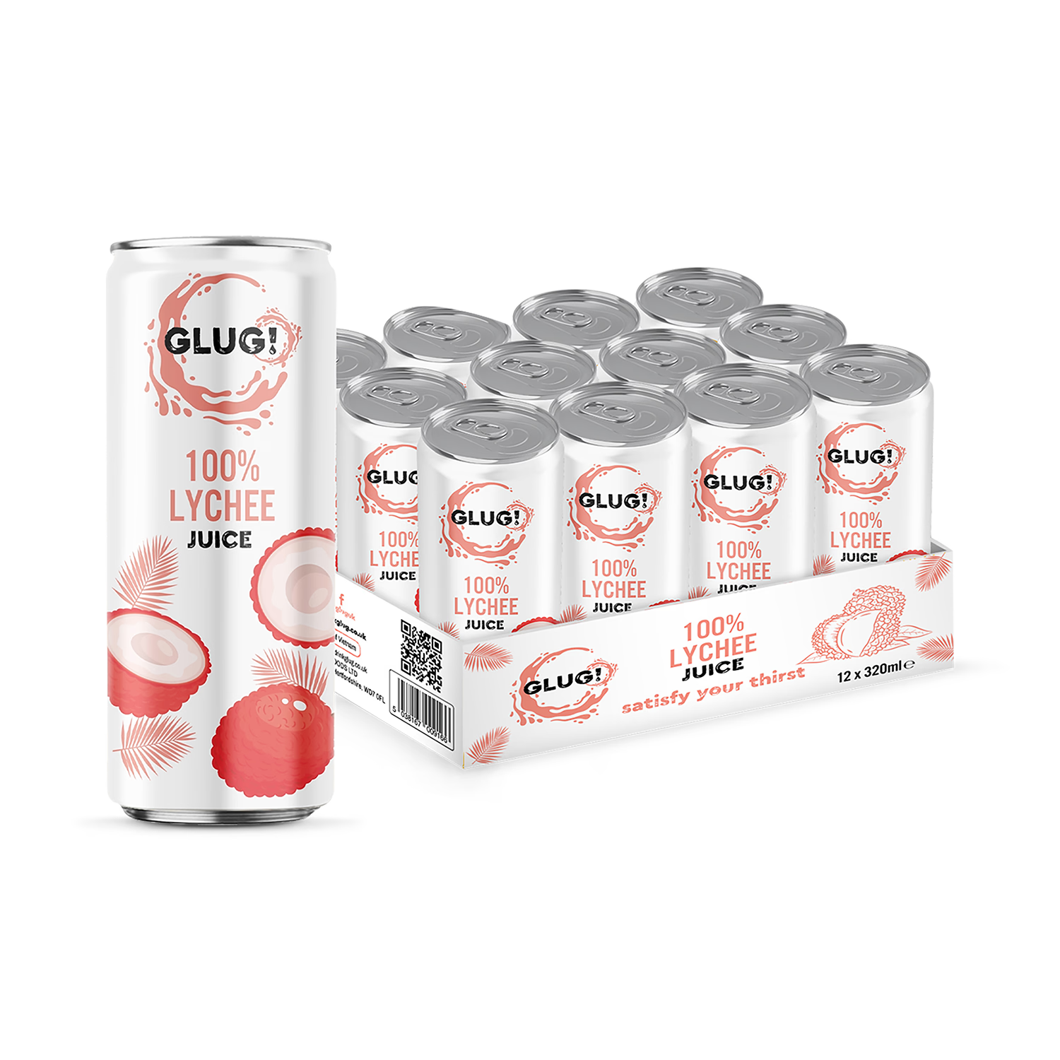 GLUG! 100% lychee juice 12x320ml - British product