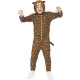 Smiffys tiger costume for children, brown all-in-one with hood, imported from the UK