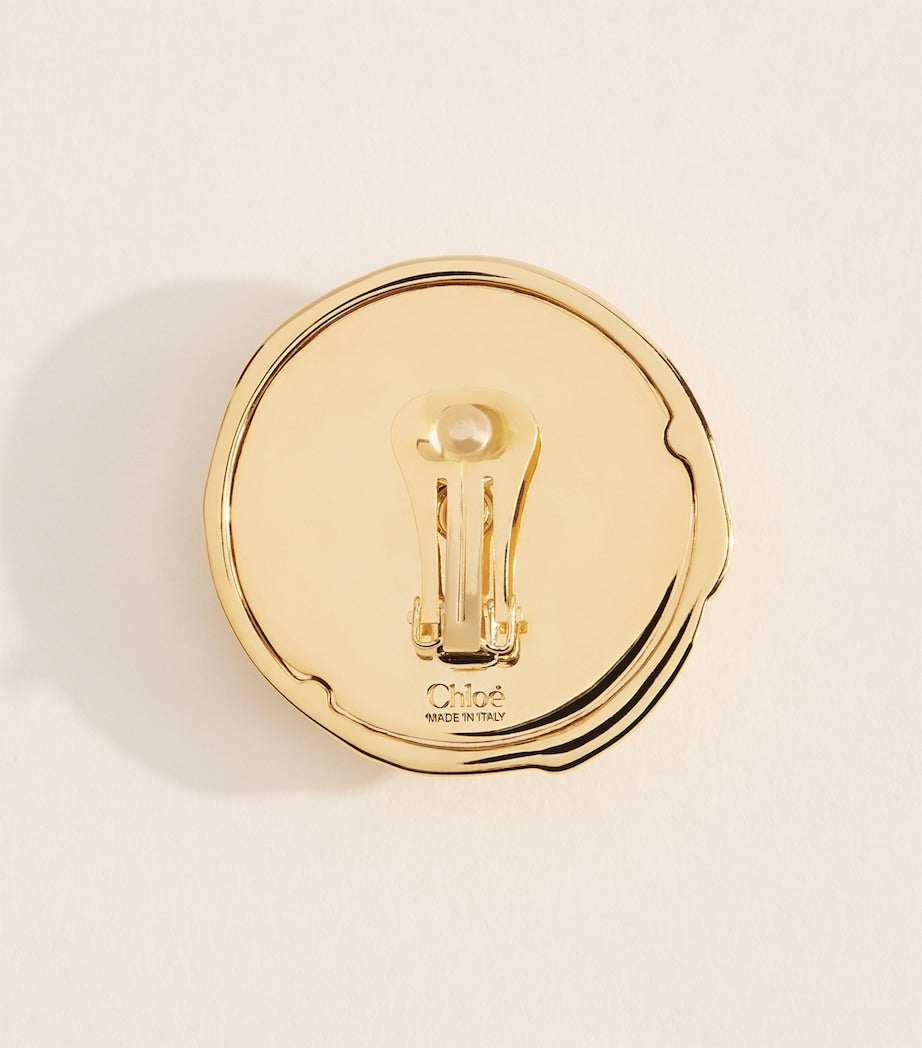 Chloé Pleats clip-on earrings in gold-tone finish, imported from the UK