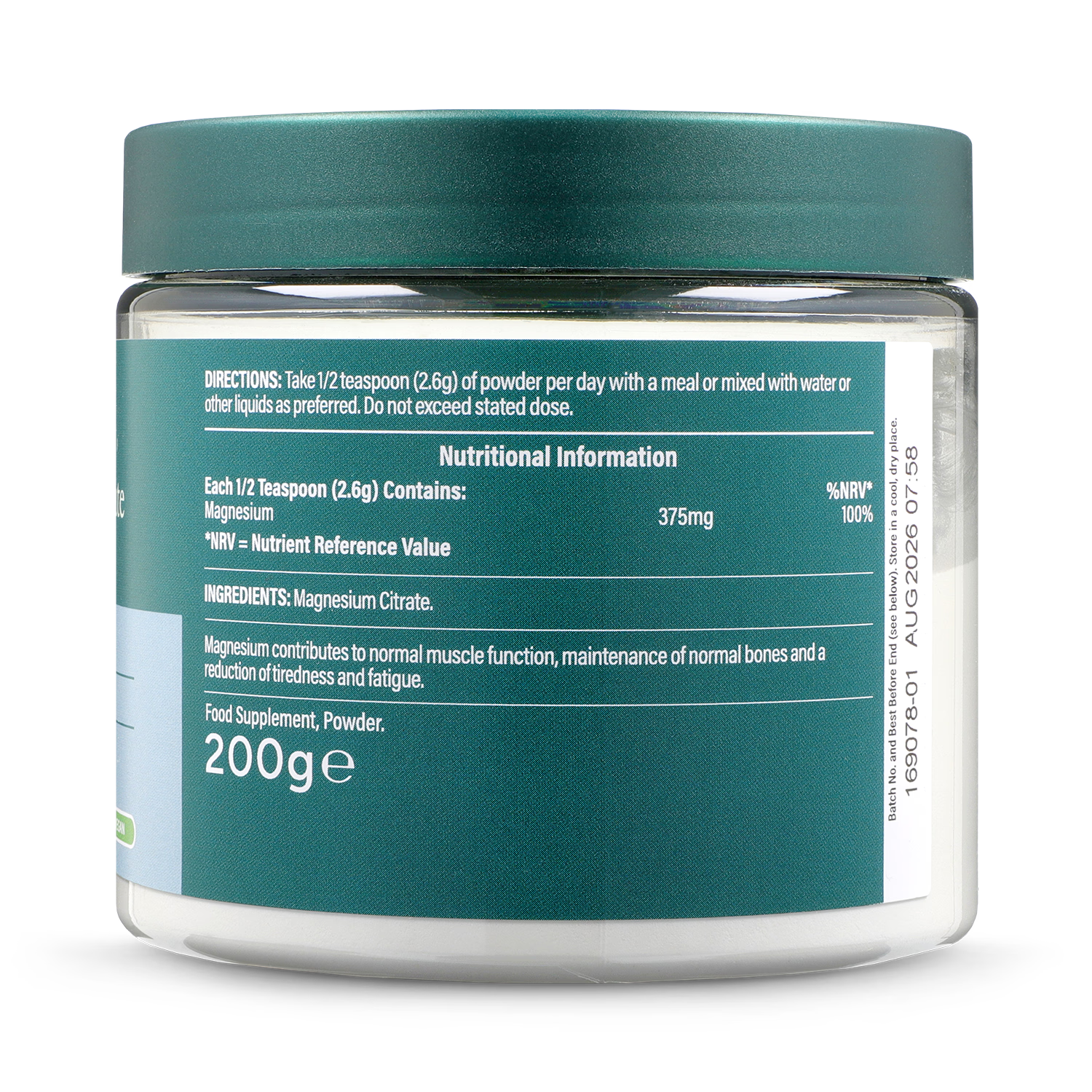 Holland & Barrett Magnesium Citrate Powder 200g, imported from the UK