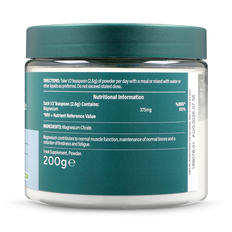 Holland & Barrett Magnesium Citrate Powder 200g, imported from the UK