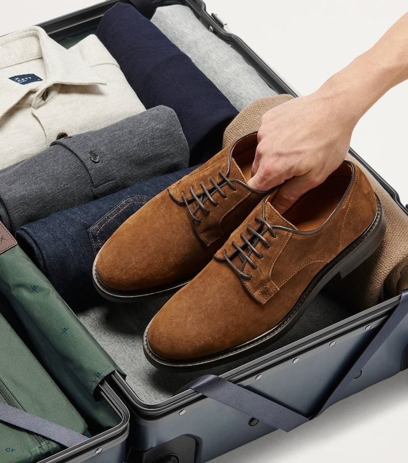 Carl Friedrik Hackett leather-trimmed hard shell check-in suitcase 65cm - British product