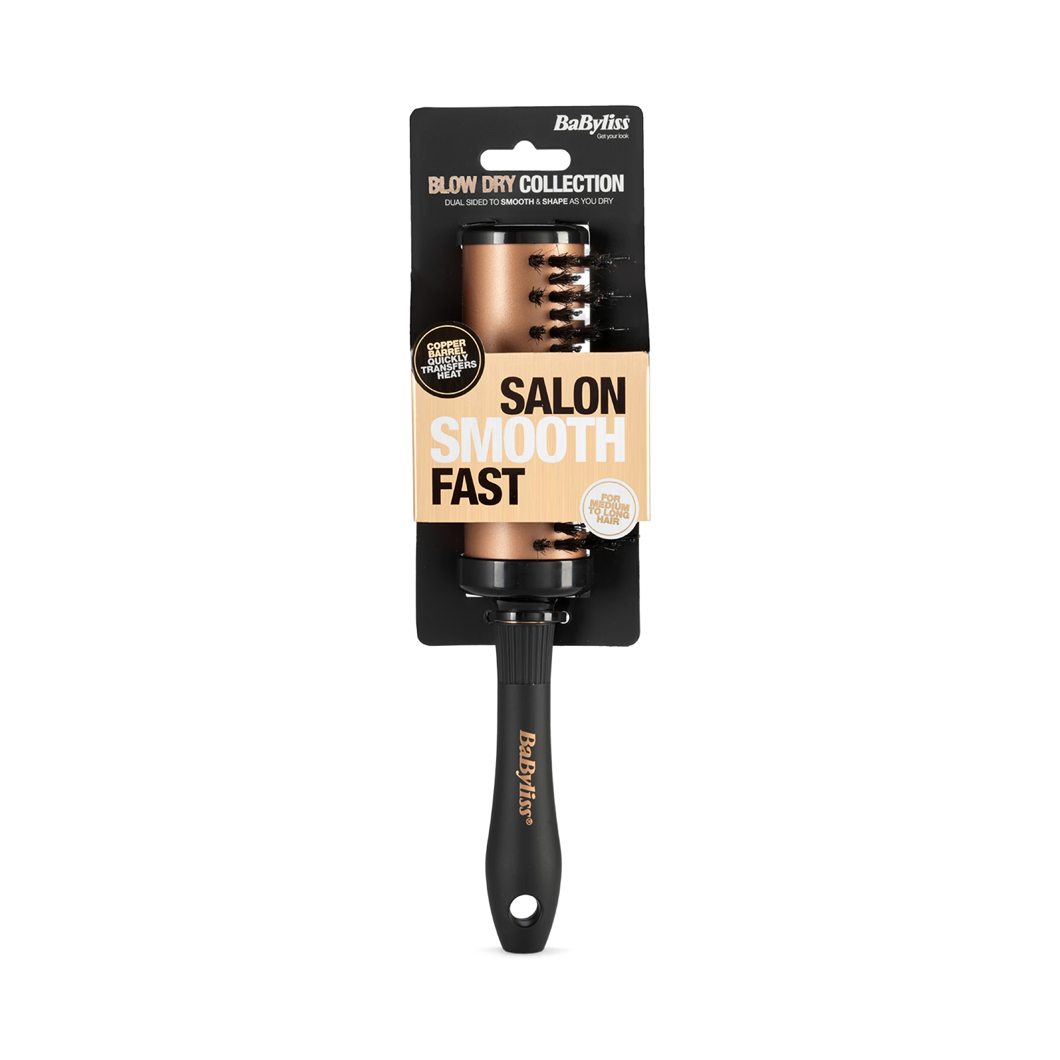 BaByliss copper half barrel brush for volumised blow drying (British brand)